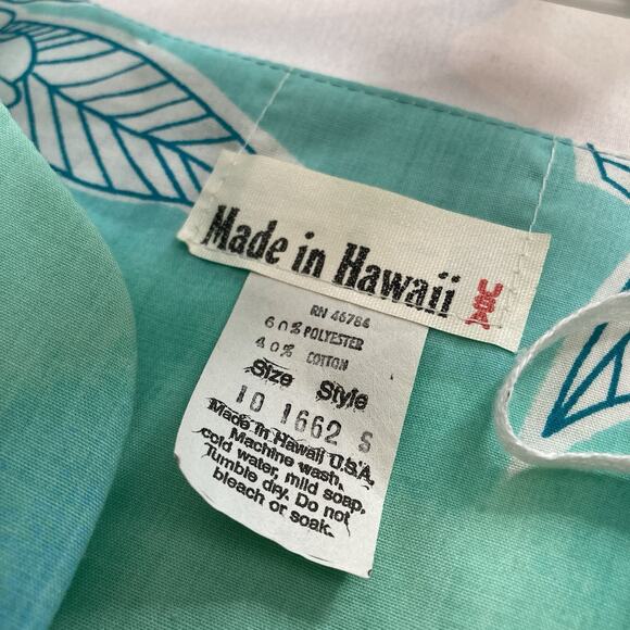 Vintage Made in Hawaii Women's Green Hibiscus‎ Leaf Dress Size 10 Aloha Tropical - Picture 5 of 10